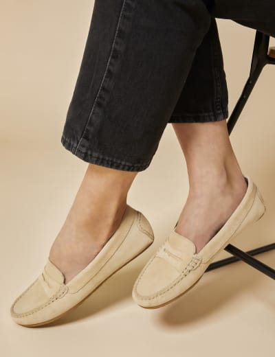 Suede slip on 2025 loafers womens