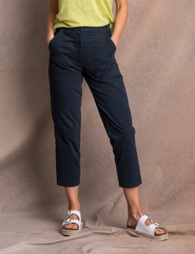 Navy blue capri trousers outlet