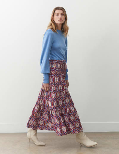 Embroidered Midi Tiered Skirt Finery London M S