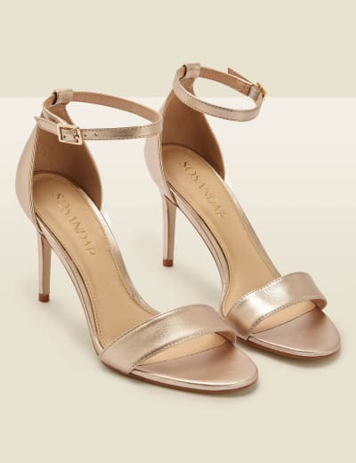 Leather Ankle Strap Stiletto Heel Sandals SOSANDAR M S