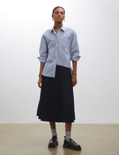 Metallic pleated skirt french cheap connection