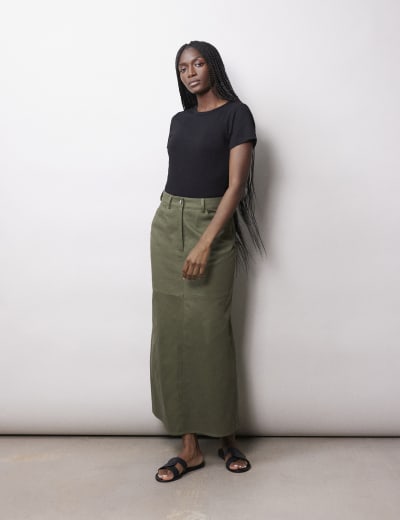 French connection green midi skirt store