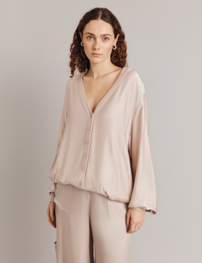 Satin top utility jumpsuit