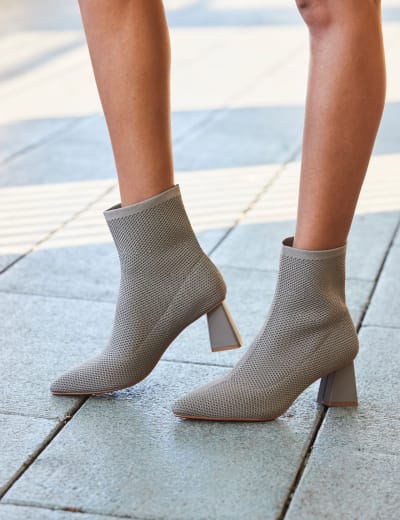 Sock boots small block heel hot sale
