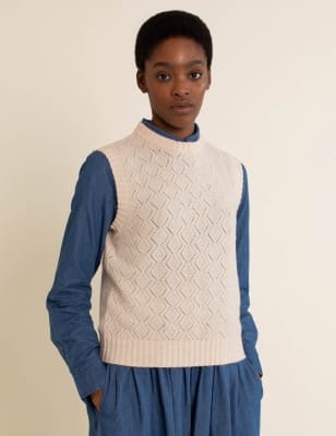 ladies wool sleeveless jumper