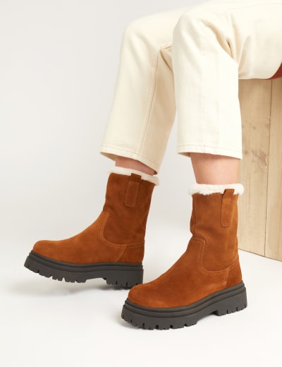 Suede and hot sale fur boots