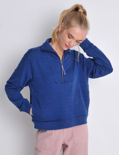 Pure Cotton Ribbed Half Zip Sweatshirt Seasalt Cornwall M S