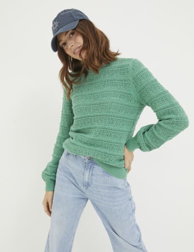 SANDY CREW NECK POINTELLE KNIT – Oxford Shop