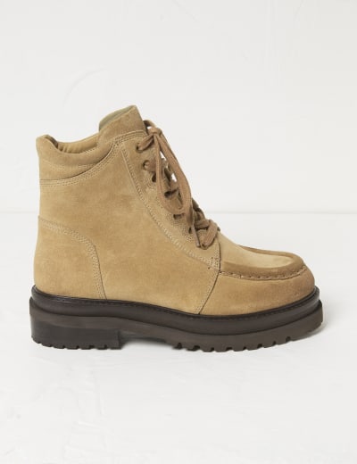 Suede Hiker Lace Up Block Heel Ankle Boots FatFace M S