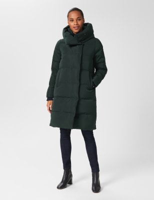 womens longline black puffer coat