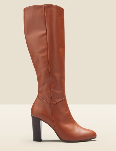 Leather Stiletto Heel Knee High Boots SOSANDAR M S