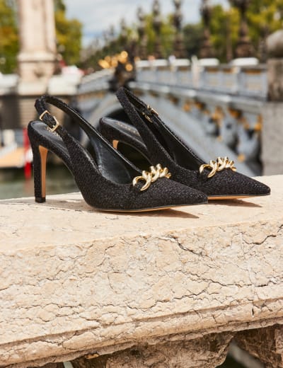 Black slingback cheap court shoes