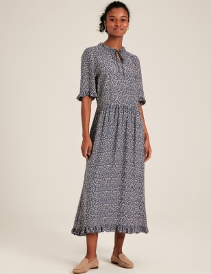 Polka Dot Notch Neck Midaxi Waisted Dress | Joules | M&S