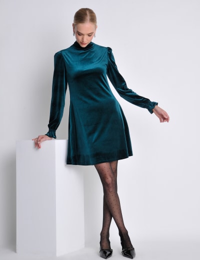 Long sleeve velvet deals swing dress