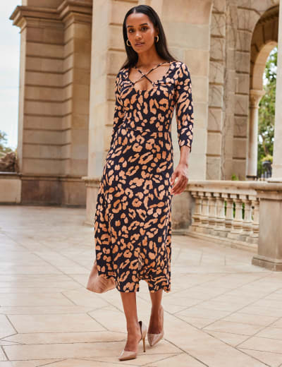 Leopard print maxi bodycon dress sales