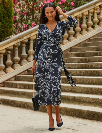 Polo collar floral printed skater dress clearance