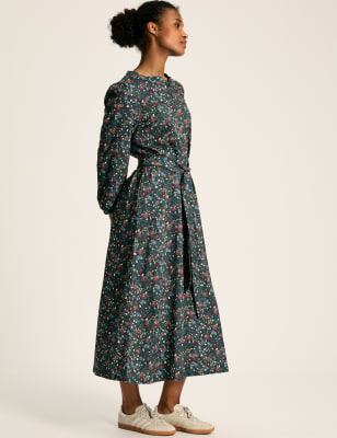 Polka Dot Notch Neck Midaxi Waisted Dress | Joules | M&S