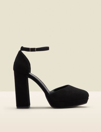 Black Suede Heels - Ankle Strap Heels - Single Sole Heels - Lulus