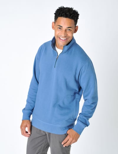 Pure Cotton Funnel Neck Half Zip Sweatshirt Burgs M S