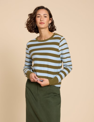 Cotton Blend Ribbed Colour Block Jumper White Stuff M S