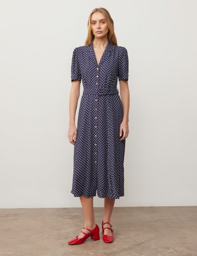 Blue polka cheap dot tea dress