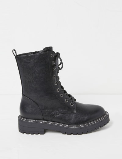 Leather Lace Up Block Heel Ankle Boots Dune London M S