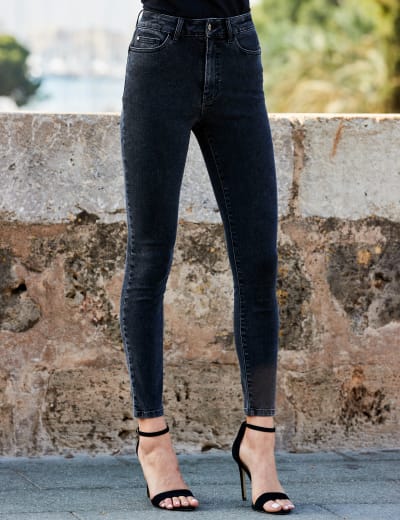 M&s black high waisted skinny jeans outlet