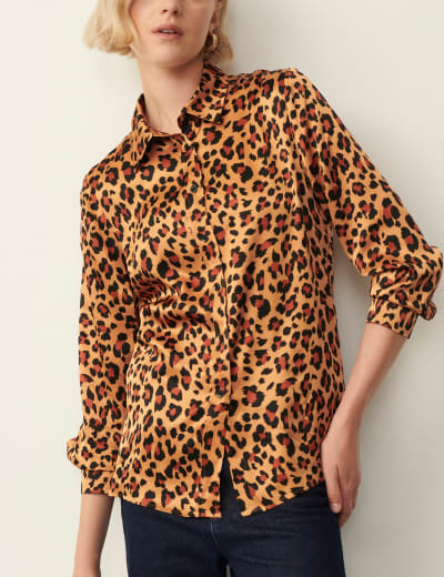 Jersey Animal Print Round Neck Top, SOSANDAR