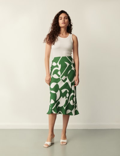 Midi slip skirt in drifting flowers sales