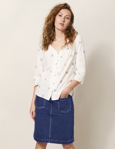 Knee length denim skirts uk hot sale