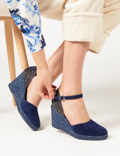 Suede Ankle Strap Wedge Espadrilles Jones Bootmaker M S