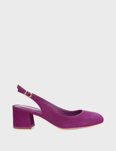 Leather Block Heel Square Toe Slingback Shoes | Geox | M&S