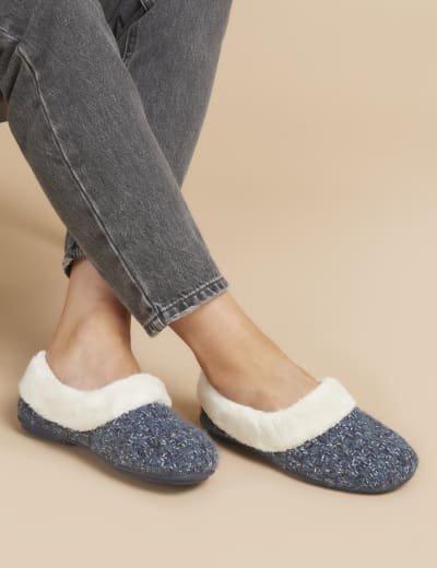 Chenille Faux Fur Lined Slipper Boots FatFace M S