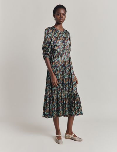 Pure Cotton Midi Tiered Shirt Dress, M&S Collection