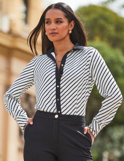 Collared shirt top with scarf