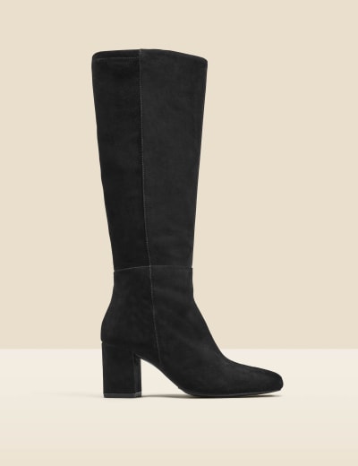 Block heel knee high boots shop