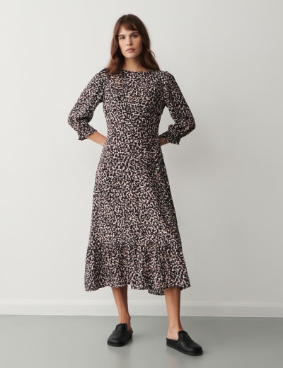 M&s animal print midi dress cheap