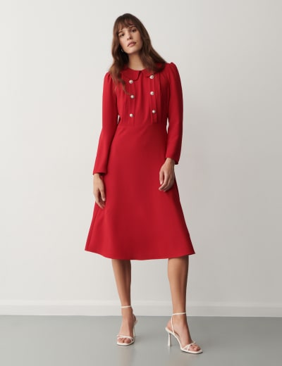 Plus Size Soft Tailored Lace Up Pleated Shirt Dress