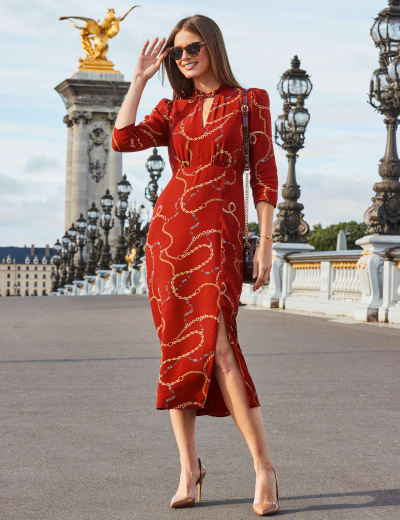 Polka Dot Round Neck Midi Tea Dress Finery London M S