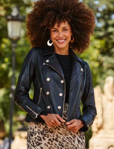 Marks and spencer store curve leather jacket