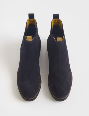 navy suede flat ankle boots