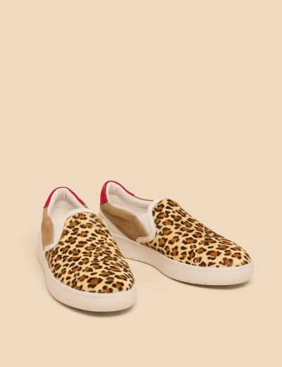 Leopard print sales slip on trainers