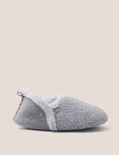Borg Heart Faux Fur Cuff Mule Slippers Boux Avenue M S