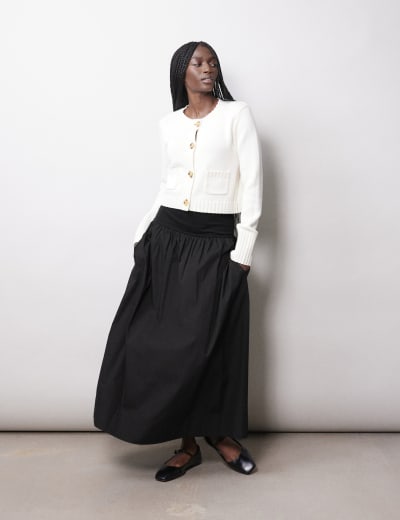 White stuff roller top linen skirt