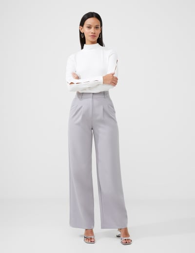 Flared Trousers, Light Grey