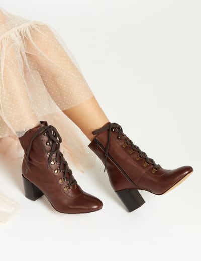 Leather Lace Up Ankle Boots M S Collection M S