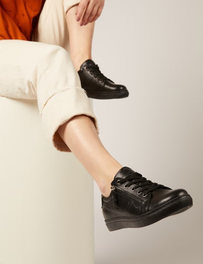 Skechers street leather cupsole d ring 2025 eyebrow lace up trainers