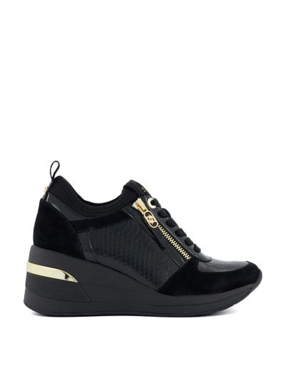 Geox black wedge trainers deals