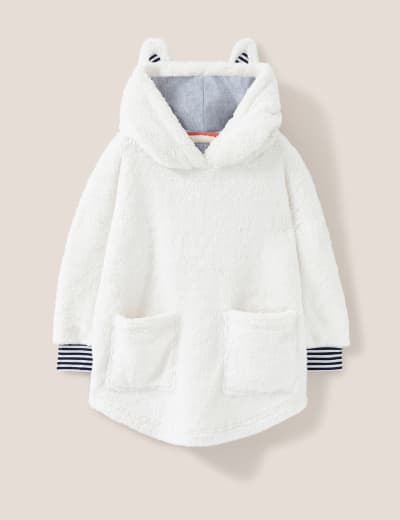 Cute Bear Oversized Hoodie - Snow white