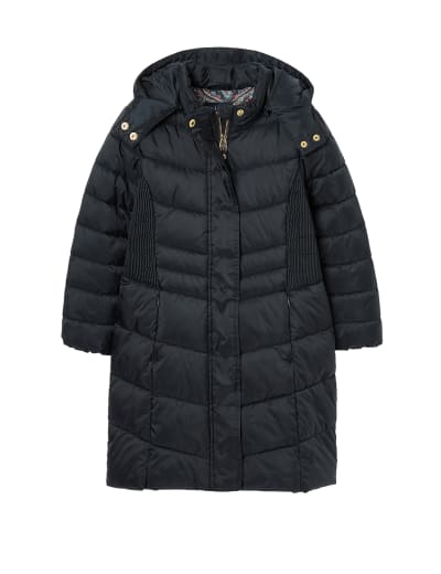 White Stuff Sloane Padded Hooded Longline Coat, Black at John